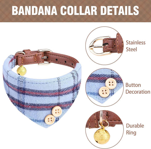 KOOLTAIL Dog Collar and Leash Set 3 Park, Adjustable Soft Leather Puppy Collar and Leash Tangle Free for Outdoor Walking, Dog Bandana Collar with ...