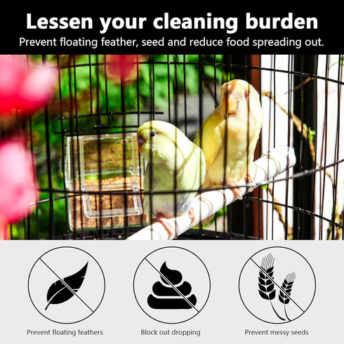 Beautyflier Bird Cage Seed Cather, Adjustable Birdcage Net Cover Skirt Guard Birdcage Nylon Mesh Netting for Parrot Parakeet Macaw Round Square Ca...