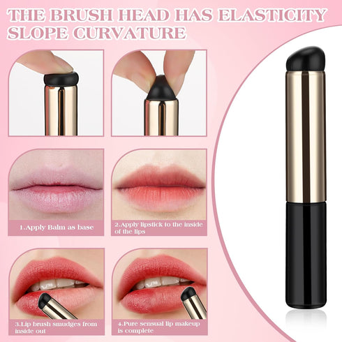 Silicone Lip Brush Concealer Applicator, 2 PCS Round Head Lip Makeup Brush with Cap Silicone Makeup Applicator for Lipstick, Lip Gloss, Lip Balm, ...