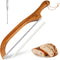 Wooden Bread Bow Knife, 16" Serrated Bagel Knife, Serrated Sourdough Cutter, Premium Stainless Steel Serrated Saw Bread Cutter, Bread Slicer Knife...