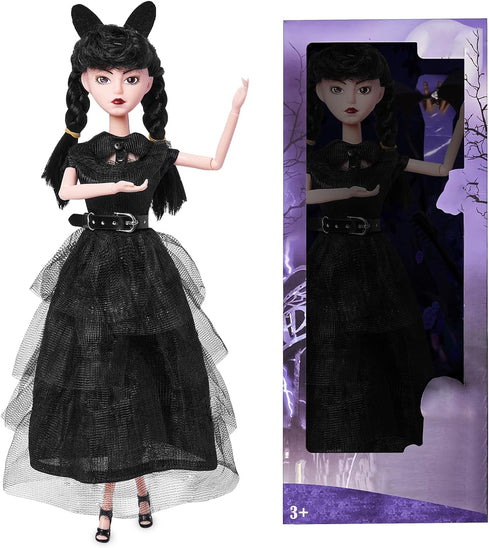11.5 inch Girls Black Dolls, Soft Body & Black Hair, Black High Heels, Black Dress & Accessories...