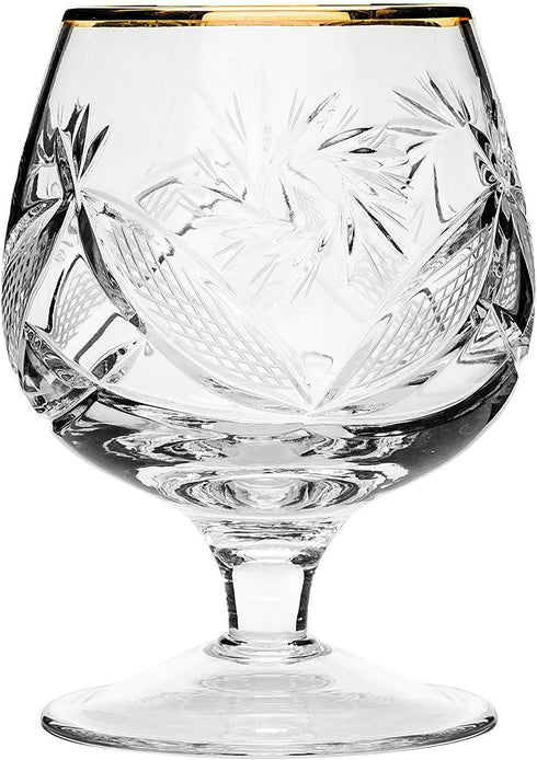 Set of 2 Hand Made Vintage Crystal Glasses, Brandy & Cognac Snifter with 24K Gold Rim, Old-Fashioned Glassware...