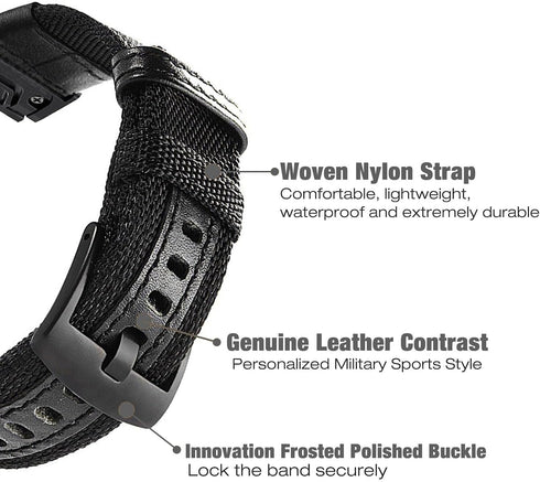 Fenix 5/Fenix 6 Watch Band, 22mm Quick Easy Fit Nylon Durable Wristband Strap for Garmin Fenix 5/5 Plus,Fenix 6,Instinct,Quatix 5, MARQ,Forerunner...