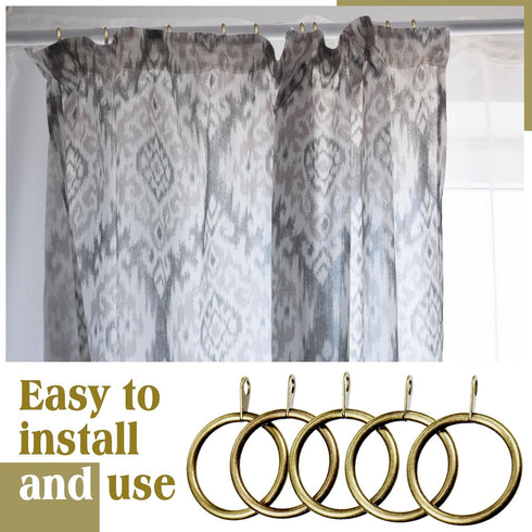 Shappy 20 Packs Metal Drapery Curtain Rings Hanging Rings for Curtains and Rods, Drape Sliding Eyelet Rings 30 mm Internal Diameter(Antique Brass)...