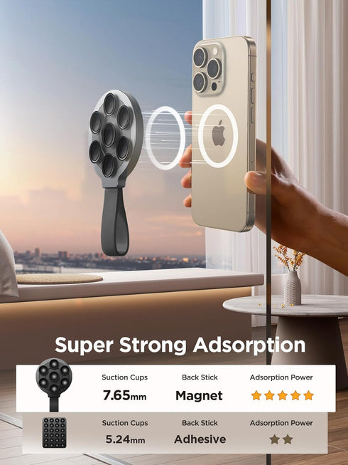 Suction Phone Case Mount, Magnetic Silicone Suction Cup Phone Grip Holder Stand for iPhone 15 Pro Max, Hands-Free Cell Phone Accessory Holder for ...