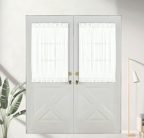 Aquazolax Sheer Curtains for Door Window Set of 2, Lightweight Privacy Window Curtain with Elegant Design for Front Door/Indoor Use with Tiebacks,...