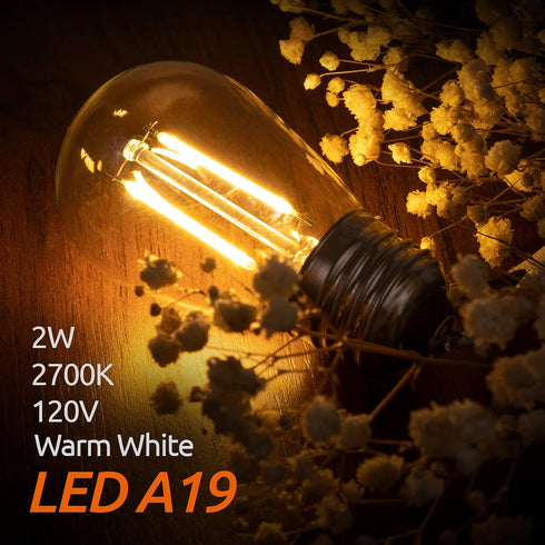 addlon LED Replacement Bulbs 2W S14 4 Pack Waterproof E26 Screw Base for Outdoor LED String Lights Shatterproof...