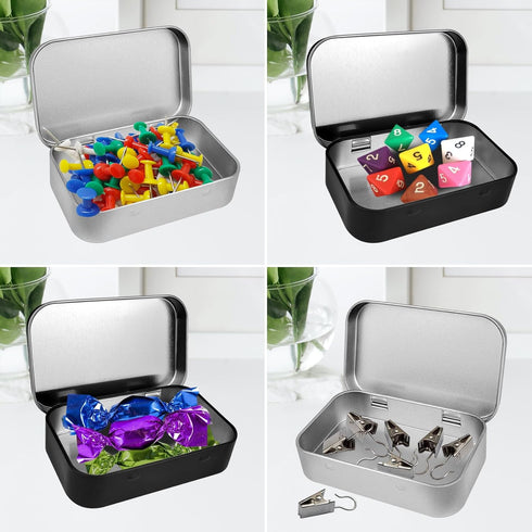 2 Pack Metal Box, Rectangular Tins Box Containers, Storage Box, Small Box with Lids for Tobacco, Cigarettes, Candy, Jewelry (Silver)...