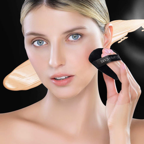 6 Pcs Triangle Powder Puff with 2 Travel Cases, Setting Powder Puffs for Face Powder and Foundation, Velour Makeup Puff for Loose Powder Body Powd...