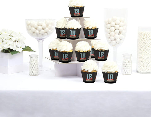 Big Dot of Happiness Boy 18th Birthday - Eighteenth Birthday Party Decorations - Party Cupcake Wrappers - Set of 12...