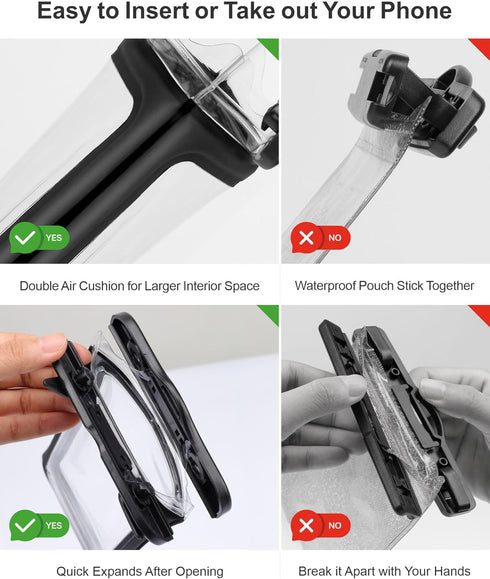 F-color Waterproof Phone Pouch - 2 Pack Phone Waterproof Pouch with Double Air Cushion for Phone Easy to Access?IPX8 Waterproof Phone Case Fit iPh...