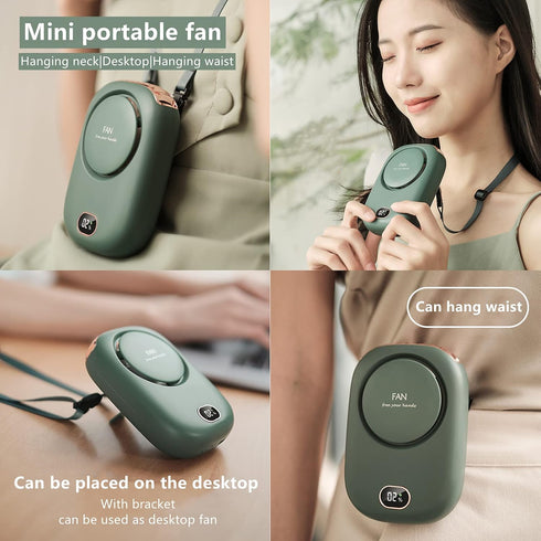 2021 Mini Personal Fan Portable and Rechargeable with Lanyard Bracket can Hanging Neck Put on Desk Clip Waist Outdoor Cooling for Travel Camping P...