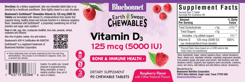 Bluebonnet Nutrition Earth Sweet Vitamin D3 5000 IU Chewable Tablets, Aids in Muscle & Skeletal Growth, Non GMO, Gluten & Soy & Milk Free, Kosher,...