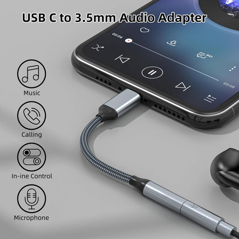 USB-C to 3.5mm Headphone Jack Adapter (2 Pack), USB-C to Aux Audio Dongle Cable, Compatible with iPhone 15 Pro Max/15 Pro/15, Samsung Galaxy S24/S...