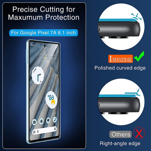 IMBZBK [4+4 Pack for Google Pixel 7a Screen Protector Tempered Glass Accessories 4 Pack Screen Protector with 4 Pack Camera Lens Protector for Pix...