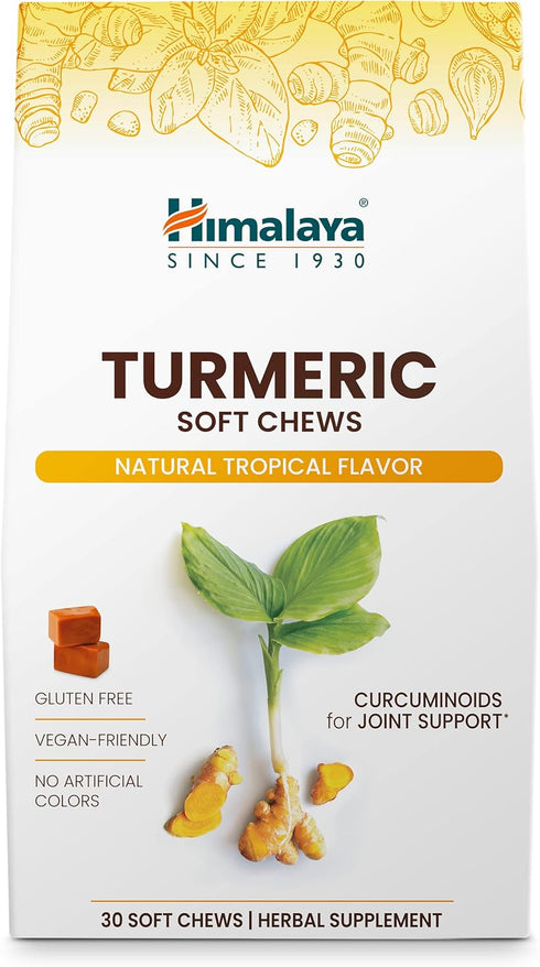 Himalaya Turmeric Chews with Curcumin for Healthy Joint Support, and Optimum Flexibility & Mobility, 300 mg of Extracts per Serving, 30 Soft Chews...