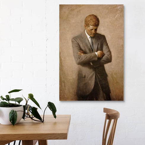 LVUPIIG John F Kennedy White House Presidential Portrait Canvas Art Poster and Wall Art Picture Print Modern Family bedroom Decor Posters 16x24inc...