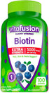 vitafusion Extra Strength Biotin Gummy Vitamins, Berry Flavored, 5,000 mcg Biotin Vitamins, America’s Number 1 Gummy Vitamin Brand, 50 Day Supply,...