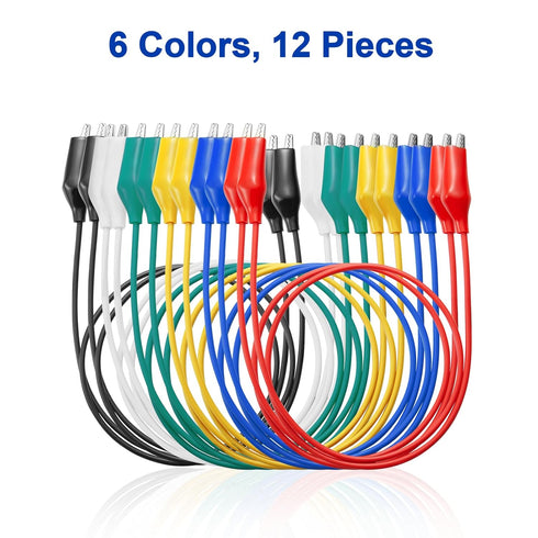 12PCS Alligator Clips Electrical, 6 Clolors Premium Test Leads Set, 22AWG Flexible Copper Wire for Test Probes, 21.5 Inches Jumping Wires are Sold...