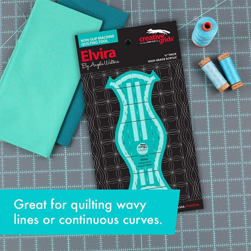 Creative Grids Machine Quilting Tool Elvira – CGRQTA6 – Made in USA, Non-Slip Grip Acrylic Quilting & Sewing Template Ruler for Free-Motion quilt ...