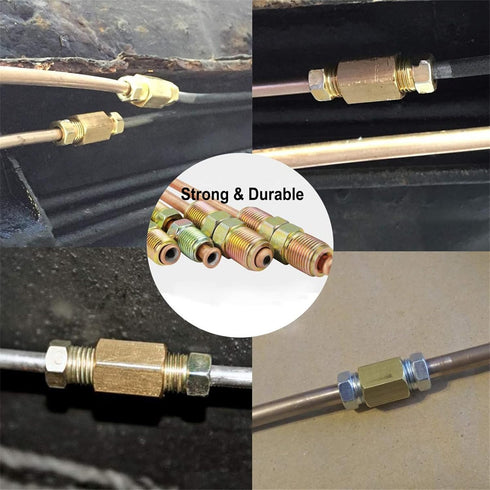 MuHize Upgraded Brake Line Fittings - 15 Pieces 3/8'-24 Threads Assortment Brake Fitting for 3/16 Inch Brake Line Tube (5 Unions, 10 Nuts)...