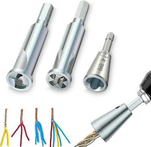 3Pcs Wire Stripper and Twister for Drill – 2-6 Way Electrician's Tool for Quick Cable Stripping & Twisting – Multipurpose Peeling Line Device for ...