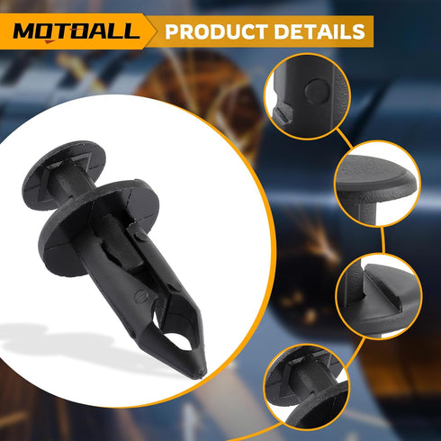 MOTOALL 100X Plastic Fender Fastener Rivet Push Clips for Honda ATV Suzuki Kawasaki 90653-HC4-900...