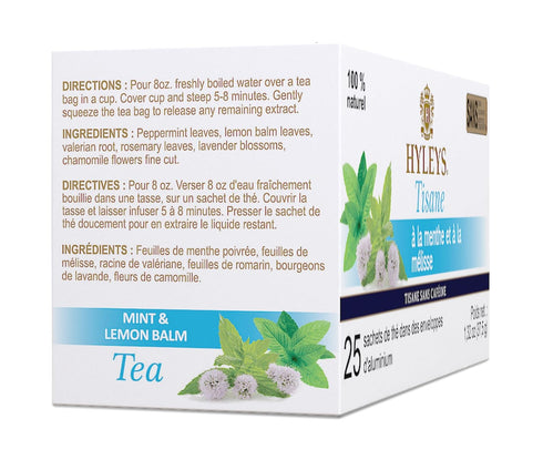 Hyleys Sleep Lemon Balm Herbal Tea - Relaxing Evening Blend, Caffeine-Free, 100% Natural, Non-GMO, Gluten-Free, Dairy-Free, Sugar-Free, Decaf - 25...