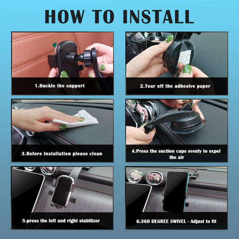 Dashboard Phone Holder,Powerful Vacuum Suction+Flexible Arm 360 Adjustable Car Phone Holder Mount Clip,Most Stable Phone Holder for Car Compatible...