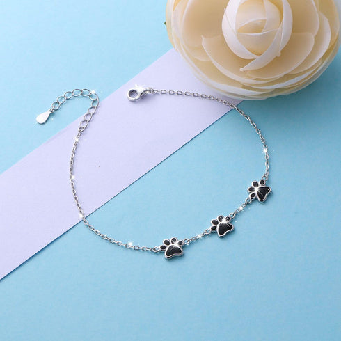 Ladytree S925 Sterling Silver Puppy Dog Cat Pet Paw Print Bracelets1...