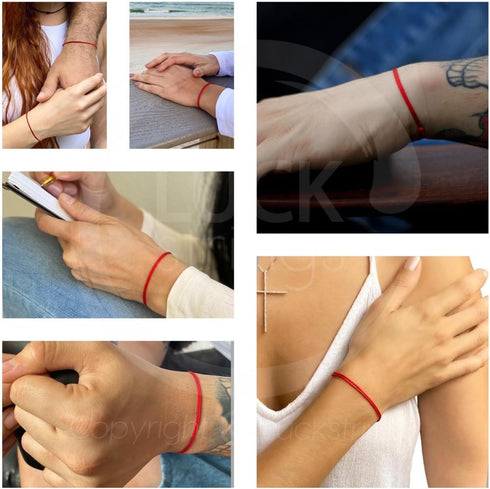 Thin Red Cord Bracelet - Waterproof Nylon Adjustable Surfer String Friendship Bracelet for Men, Women, Teens - Unisex Vegan Lightweight Summer Bea...