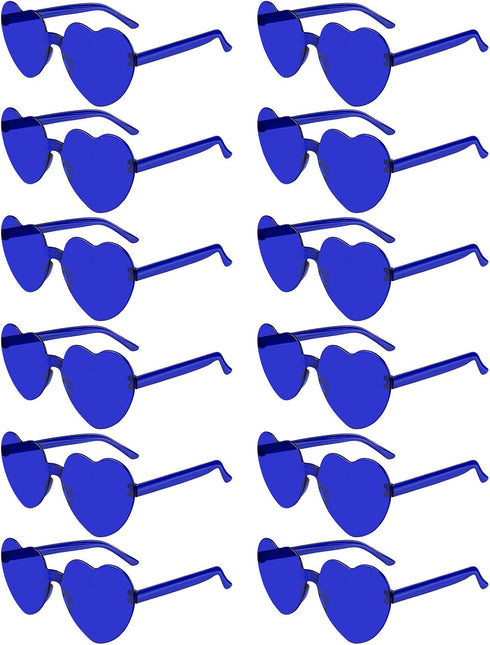 12 Pairs Navy Blue Heart Sunglasses for Women Rimless Heart Shaped Sunglasses Candy Heart Glasses for Party Favors...