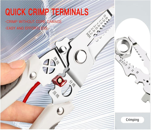 2024 New Multifunctional Wire Stripper Crimper Cable Cutter Pliers, Professional Electrical Wire Stripping Tool, Multipurpose Wire Stripper for El...
