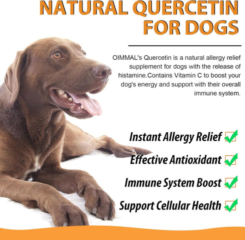 Quercetin for Dogs, Dogs Quercetin Supplement, Quercetin with Vitamin C for Dogs, Quercetin for Dogs Allergies, Support Balanced Immune System Ant...