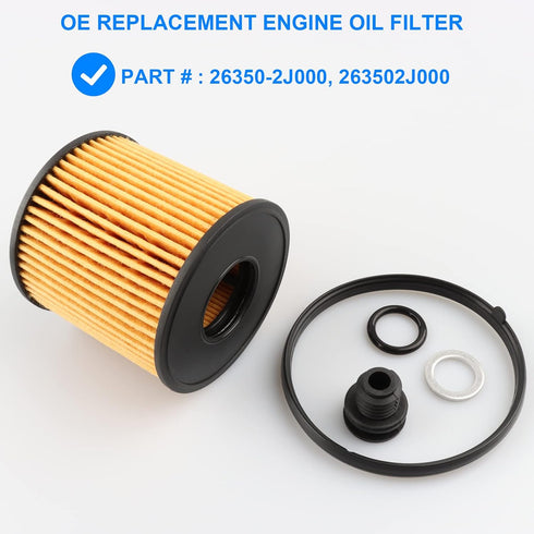 Engine Oil Filter, Replace 26350-2J000, 263502J000, S11913 Compatible with Hyundai 2.0L - 2021-2023 Elantra 2.0L, 2022-2023 Kona 2.0L, 2020-2022 S...