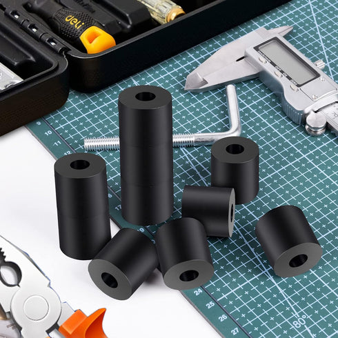 Rubber Spacer 1 Inch OD x 3/8 Inch ID x 1 Inch Thickness Rubber Bushing Round Thick Washers Spacers Anti Vibration Neoprene Rubber Cylinder with H...