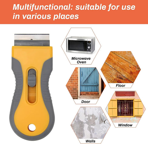 Razor Blade Scrape with 20pcs Extra Blades, Scraper Tool, Razor Blade Retractable, Paint Stripping Tool, Hob Oven Glass Cooker Cleaning Tool Non S...