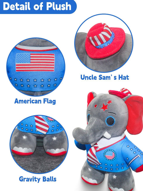 USA Elephant 8 Inch” Stars-and-Stripes Elephant Plush Stuffed Animal July 4th Independence Day Patriotic Decoration Memorial Day....