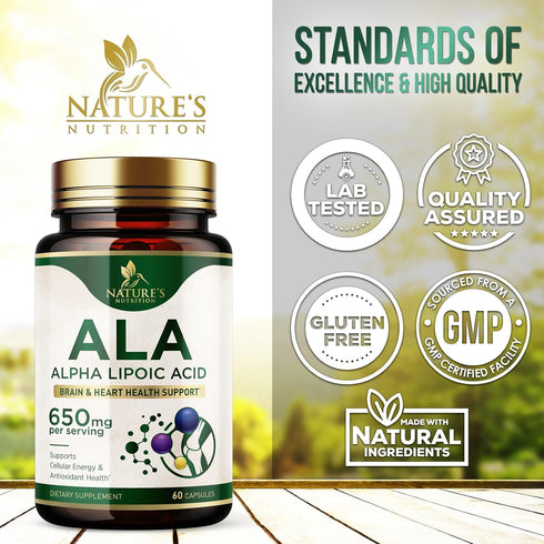 Alpha Lipoic Acid 600mg Plus - Pure ALA Supplement Non-GMO & Gluten Free, Supports Cellular Energy & Antioxidant Health, Extra Strength Lipoic Aci...