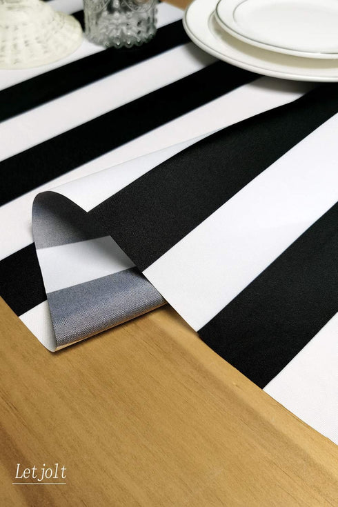 Table Runner Black and White Striped Pattern for Anniversary Runner Dinner Party Supplies Birthday Party Wedding Winter New Years Decorations 12x7...