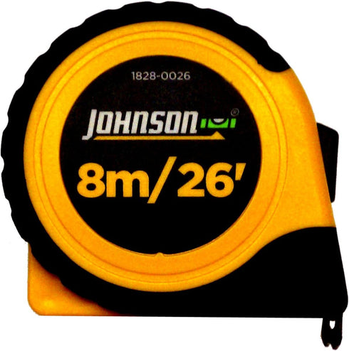Johnson Level & Tool 1828-0026 Metric/Inch Power Tape, 8m/26', Black/Yellow, 1 Tape...