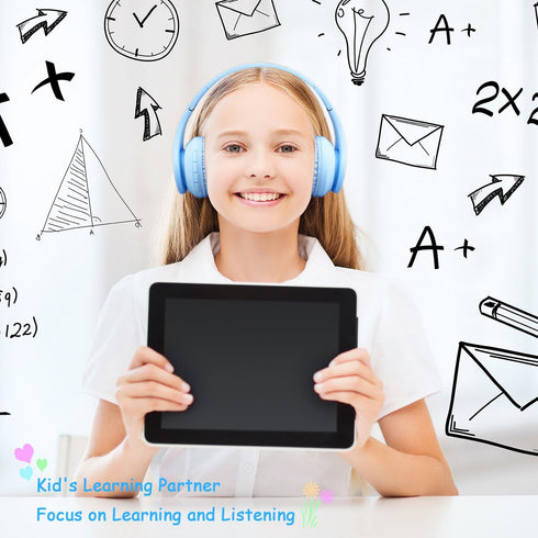 Headphones Bluetooth Wireless/Wired Kids Volume Limited 85 /110dB Over Ear Foldable Protection Headset with AUX 3.5mm Mic for Boys Girls School Pa...