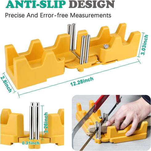 2-in-1 Mitre Measuring Cutting Tool,Miter Saw Protractor and 85-180°Angle Finderfor Home Improvement Carpentry Work (Yellow)...