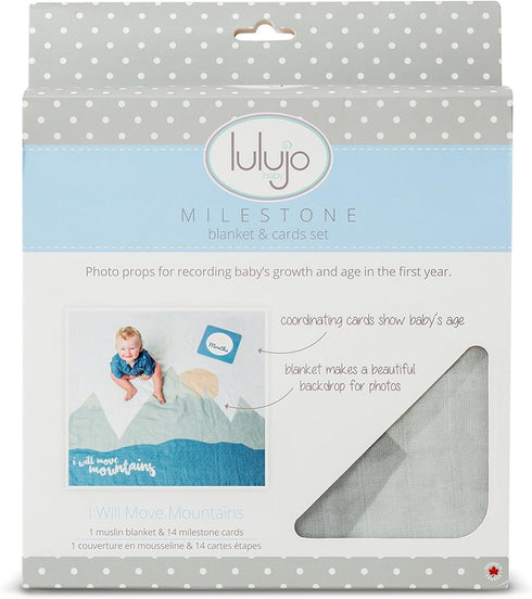 lulujo Baby’s First Year Milestone Blanket and Card Set | 40in x 40in (I Will Move Mountains)...