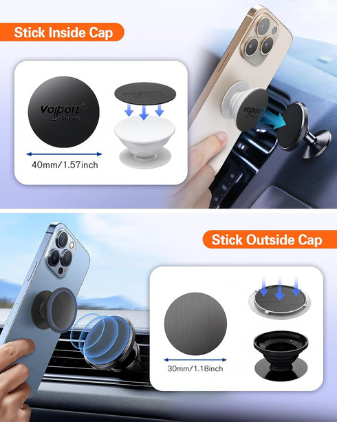 volport Extra 3M Tape Super Sticky Adhesive Replacement and Phone Magnet Sticker Disc for Reusing Grip Stand Socket Base, Circle Double Sided Car ...