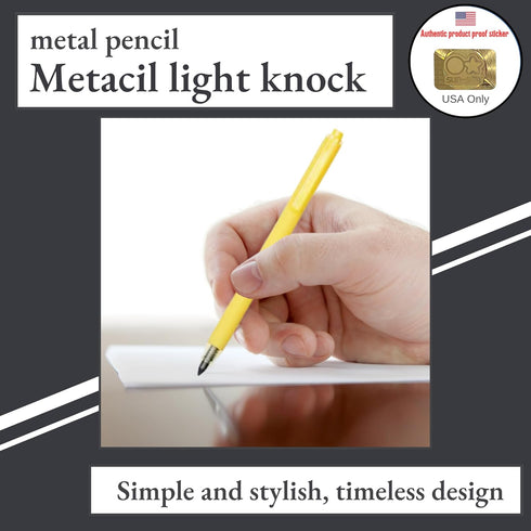 SUN-STAR Stylish Metal Pencil Metacil Retractable Click Pencils for Artist Drawing, Sketching, Non-Sharpening, Pencil Lead Color: Black H, Yellow...