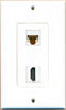 RiteAV - 1 x Cat6 Ethernet Female and 1 x HDMI Port Wall Plate White Decorative...