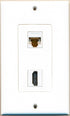 RiteAV - 1 x Cat6 Ethernet Female and 1 x HDMI Port Wall Plate White Decorative...