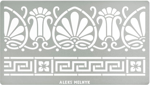 Aleks Melnyk No.328 Metal Stencil, Ancient Greek Fret and Roman Ornament, Meander, Palmette Motif, Border, Patterns, Small Stencil, 1 PC, Template...