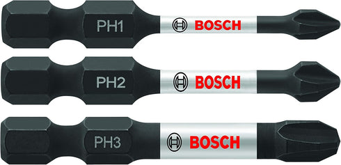 BOSCH ITPHV203 3-Piece 2 In. Phillips Impact Tough Screwdriving Power Bits Assorted Set...